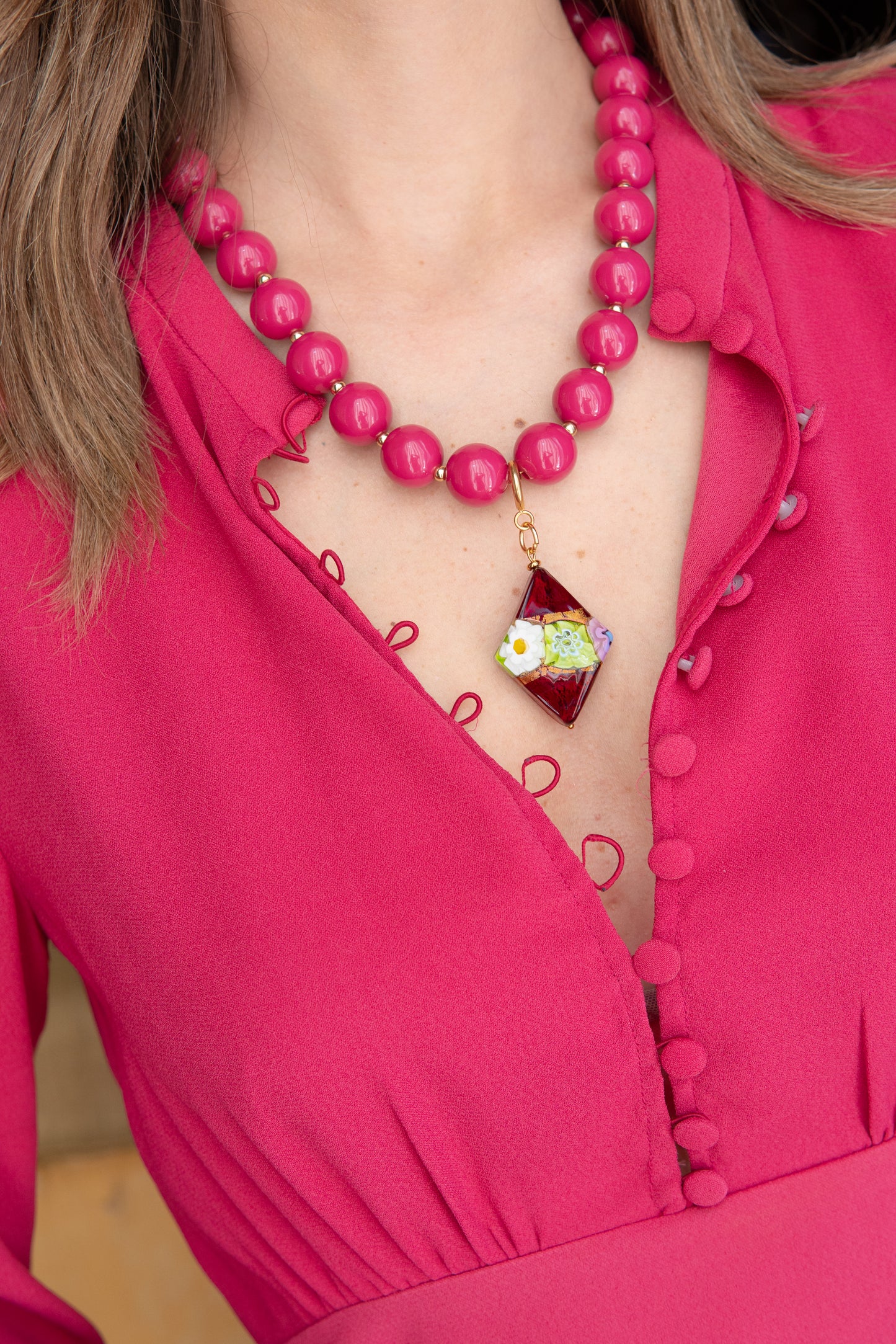 COLLANA ROSA IN FIÒR