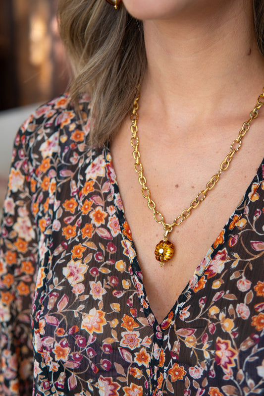 COLLANA BASÈTTO AMBRA D'ORO