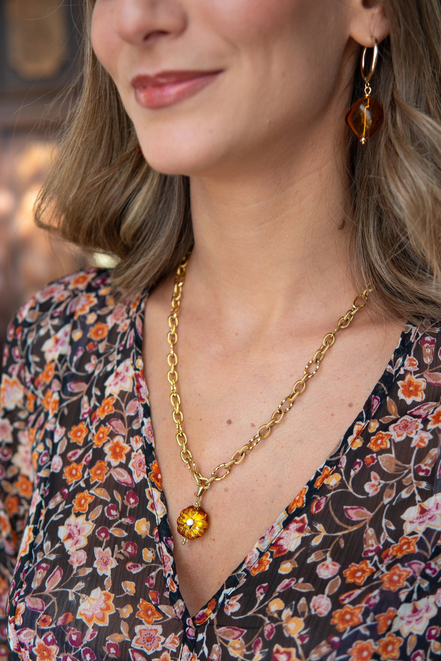 COLLANA BASÈTTO AMBRA D'ORO