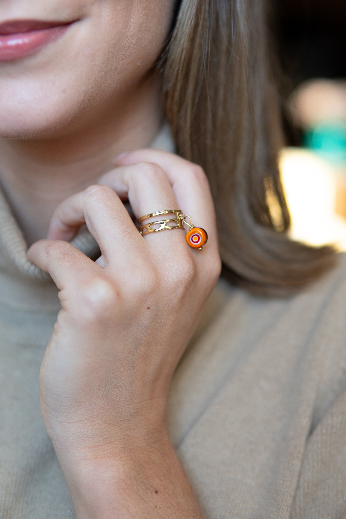 ANELLO BUNIGÒLO ARANCIONE E ROSA
