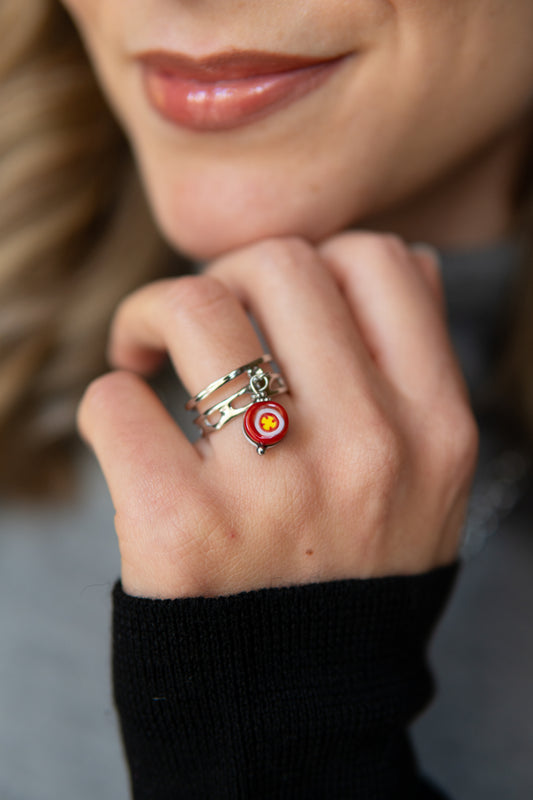 ANELLO BUNIGÒLO ROSSO E LILLA