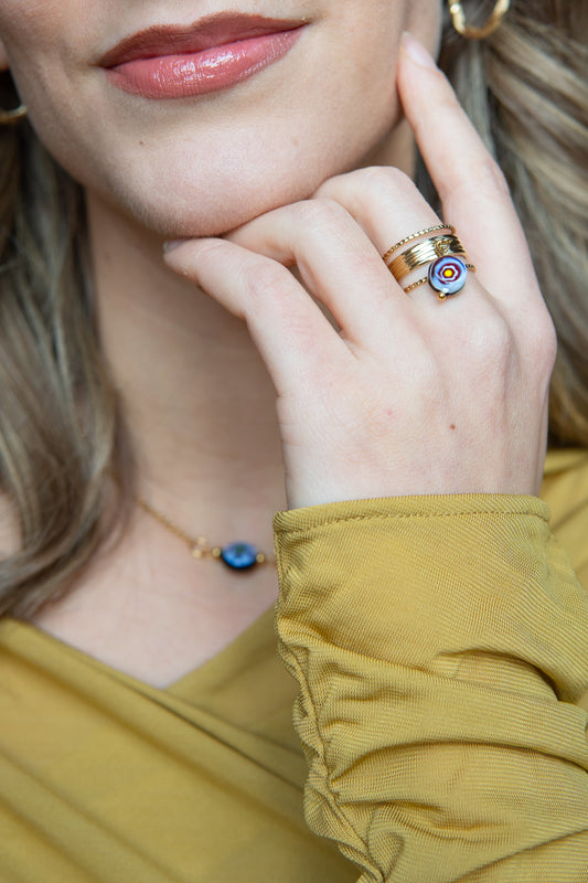 ANELLO BUNIGÒLO VIOLA E VERDE